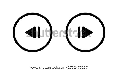 Next and previous track media player icons with circles, perfect for user interface design.