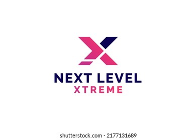 next sign with letter X logo design vector illustration.