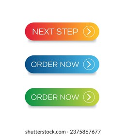 Next step colorful button set. Next step web button set