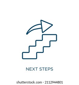 Next Steps Icon. Thin Linear Next Steps Outline Icon Isolated On White Background. Line Vector Next Steps Sign, Symbol For Web And Mobile