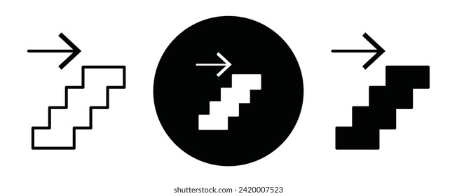 Next steps outline icon collection or set. Next steps Thin vector line art