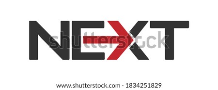 NEXT. Stylized inscription, vector icon for website and application design. Flat style