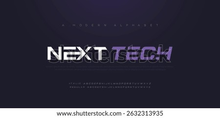 Next Tech minimal modern logo alphabet font. Typography abstract sans serif technology, electronic, digital, music, movie, future, creative logos fonts. vector illustration