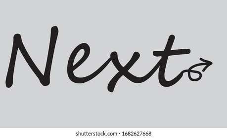 next text and arrow illustration Next
