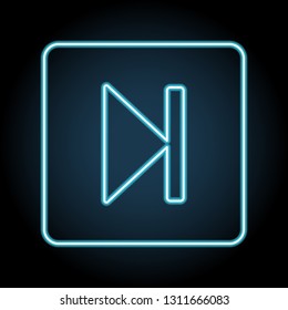 icono de signo de neón del símbolo del botón de pista siguiente. Línea delgada simple, contorno vectorial de la web, iconos minimalistas para UI y UX, sitio web o aplicación móvil