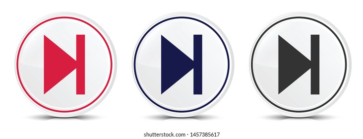 Next track icon crystal flat round button set illustration design isolated on white background