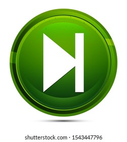 Next track icon isolated on glassy green round button illustration