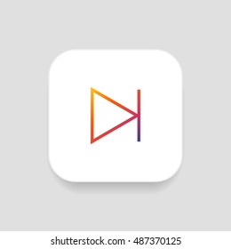 Next track icon vector, clip art. Also useful as logo, square app icon, web UI element, symbol, graphic image, transparent silhouette and illustration.