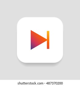Next track icon vector, clip art. Also useful as logo, square app icon, web UI element, symbol, graphic image, transparent silhouette and illustration. Compatible as ai, cdr, jpg, png, svg, pdf, eps.