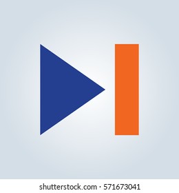 Next track icon vector, clip art. Also useful as logo, square app icon, web UI element, symbol, graphic image, transparent silhouette and illustration.