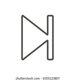 Next track icon vector. Forward, skip line symbol. Trendy flat outline ui sign design. Thin linear graphic pictogram isolated for web site, mobile application. Logo illustration. Eps10.