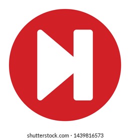 Next track icon vector isolated on flat red round button illustration