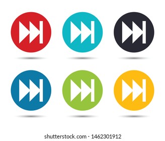 Next track playlist icon flat round button set illustration design isolated on white background