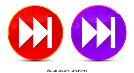 Icono de lista de reproducción de pista siguiente aislado en la ilustración de botones redondos brillantes