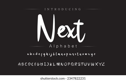 Nächste Schriftart im Vektorgrafik-Stil, Alphabet, Schriftart