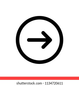 Next vector icon, right arrow symbol. Simple, flat design for web or mobile app