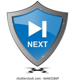 next vector and shield isolated,v3d illustration