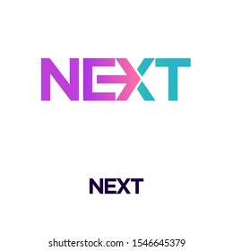 Next word with arrow Letter Logo design Template