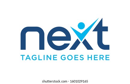 Next word with check mark for logo design vector editable