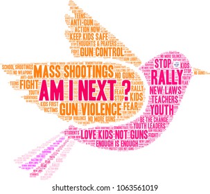 Am I Next word cloud on a black background.
