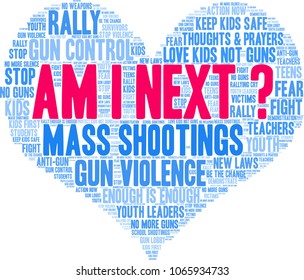 Am I Next word cloud on a black background.
