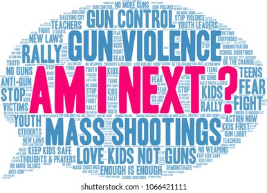 Am I Next word cloud on a black background.