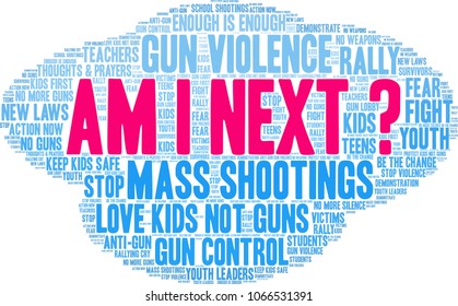 Am I Next word cloud on a black background.