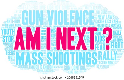 Am I Next word cloud on a black background.
