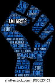 Am I Next word cloud on a black background.