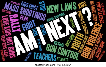 Am I Next word cloud on a black background.