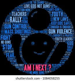 Am I Next word cloud on a black background.