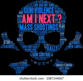 Am I Next word cloud on a black background.