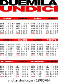 Next year's calendar in a simple and straight forward. Vector, Italian language