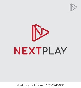 Nextplay logo, abstract minimalism light logo design for your brand, template, sign, symbol, icon