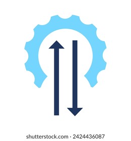 Nexus Mechanics. Rapidity, dynamic movement and progression, abstract techno element for modern and retro technological design. Simple color vector pictogram isolated on white background