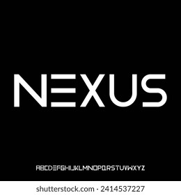 NEXUS, outlined futuristic minimal alphabet. display font vector typeset