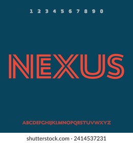 NEXUS, outlined futuristic minimal alphabet. display font vector typeset