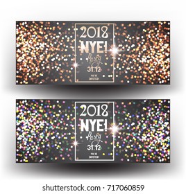 NEY invitation cards with defocused lights. Vector illustration