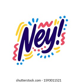 Ney! Lettering for banner, poster and sticker concept with Korean text Yes. Icon message yes on white background. Calligraphic simple logo. Vector Illustration
