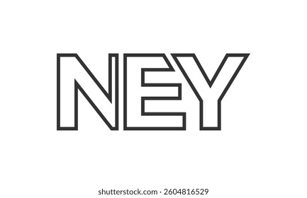 NEY logo design template with strong and modern bold text. Initial based vector logotype featuring simple and minimal typography. Trendy company identity ideal for businesses brand presence.