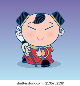 Nezha. Chinese of god, Cute Cartoon character vector illustration