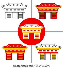 Nezu Shrine in flat design style