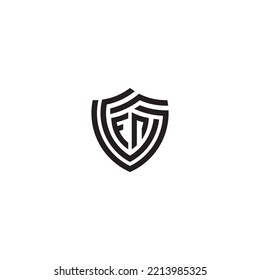 Concepto de escudo de línea abstracto de NF en un diseño profesional de alta calidad que se imprimirá en cualquier medio de impresión