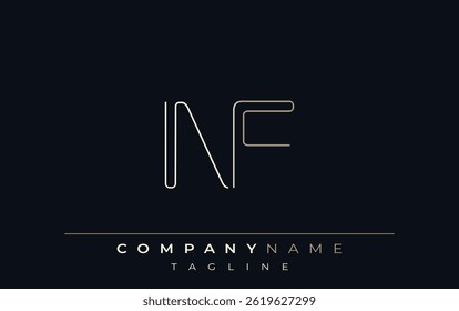 NF Abstract Line Style Logo. Minimalist Design Featuring the Letters N and F Abstract Line Style