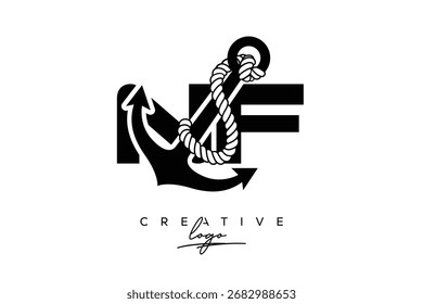 NF Creative Monogram Latte Logo mit Anker und Seildesign