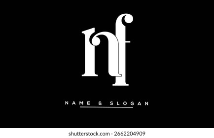 Monograma do logotipo das letras abstratas de NF, FN