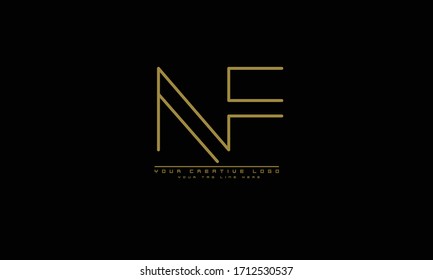 Plantilla de monograma abstracto del logotipo vectorial NF FN