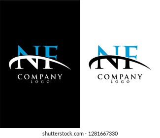 nf, fn initial letter logotype company logo swoosh design vector
