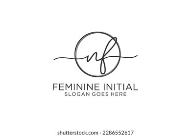 NF handwriting logo with circle template vector logo of initial signature, wedding, fashion, floral and botanical with creative template.
