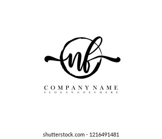 NF initial handwriting logo circle template vector